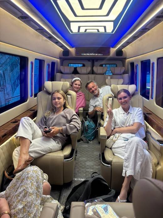 Push-back seating in a luxury coach