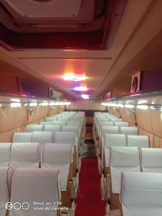 Boarding aisle — coach prepared for a group